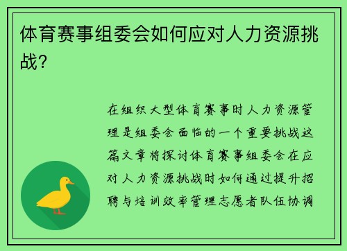 体育赛事组委会如何应对人力资源挑战？