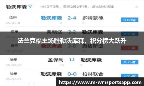 法兰克福主场胜勒沃库森，积分榜大跃升